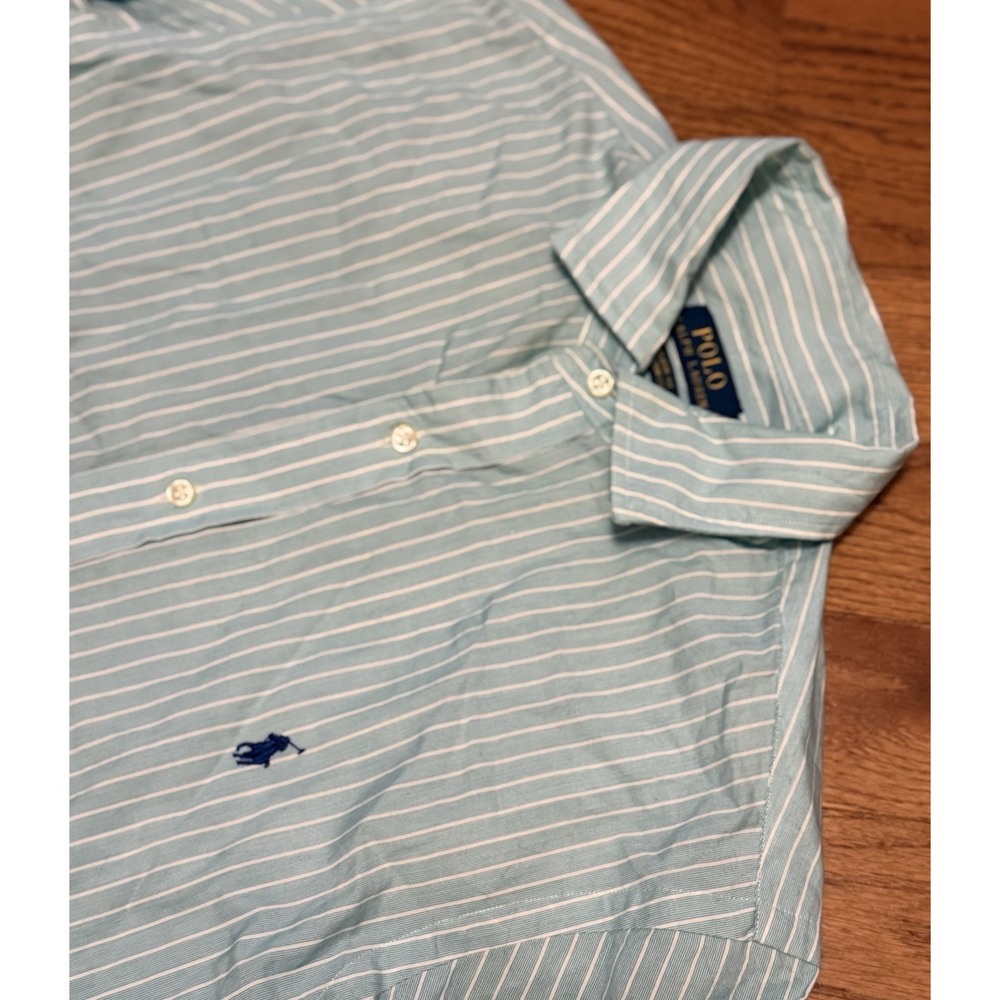 Polo Ralph Lauren Button Up Shirt Mens Size Large Blue Striped Classic Fit Pony